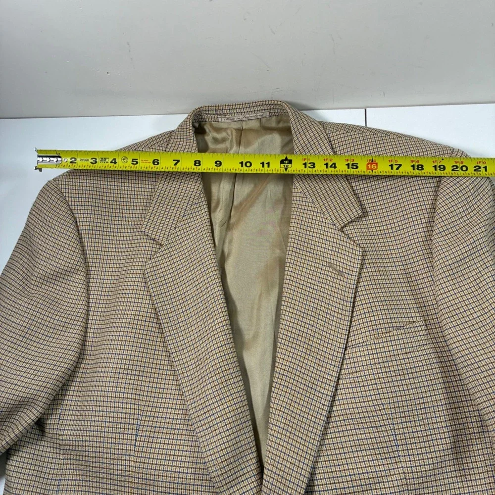 Ermenegildo Zegna Wool Silk Blazer 46R Tan‎ Check Sport Coat Saks Fifth Avenue